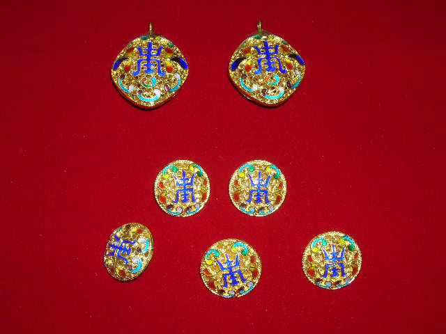 금도금 망사수자 마고자단추