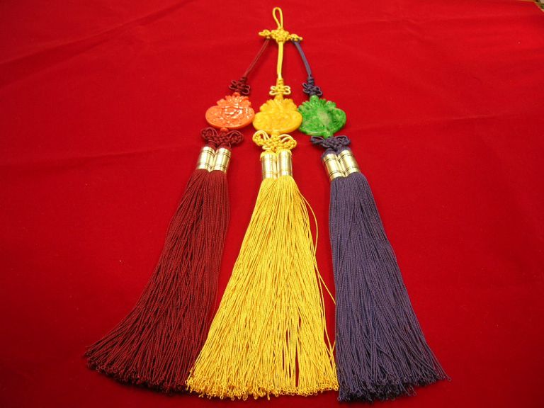 산호 미라 비취 복주머니삼작